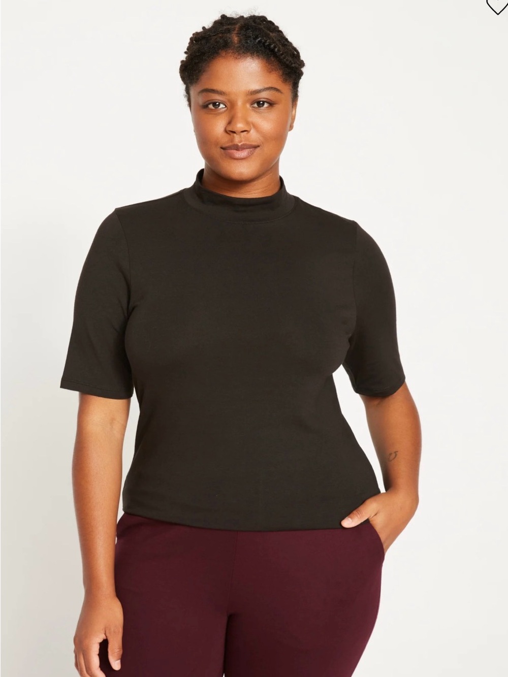 NWT Universal Standard Mock Neck Short Sleeve Top - Black L = 22/24